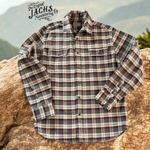 JACH'S Premium Timeless Thick 100% Cotton Plaid Flannel Long Sleeve Shirt